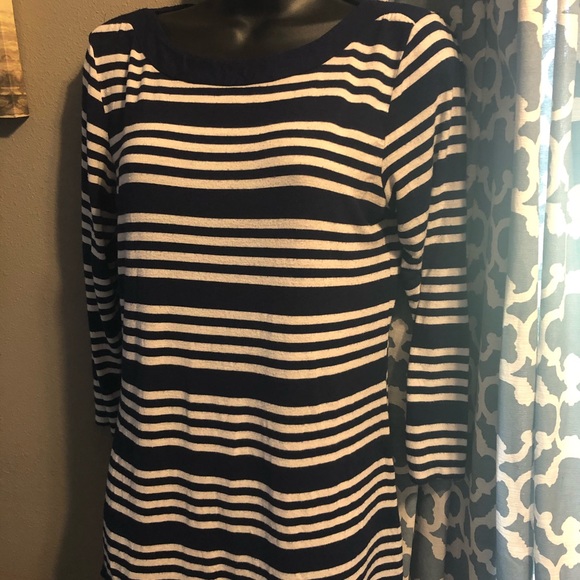 Navy and White Striped Boatneck Top - Picture 2 of 3